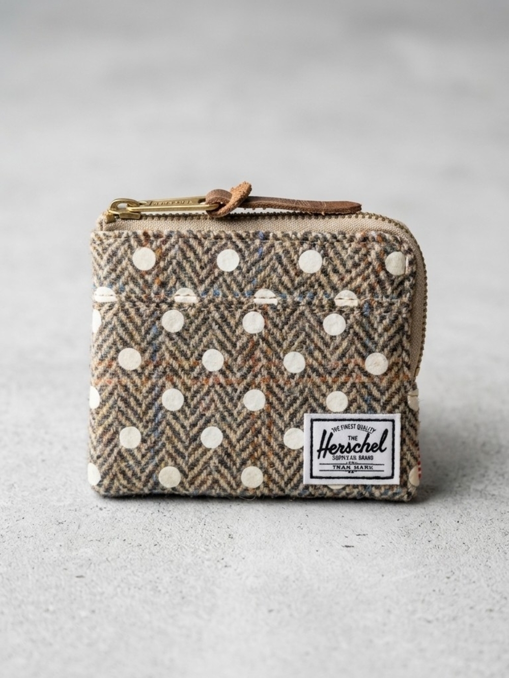 Herschel Supply Company Brown Tweed Polka Dot Zip Wallet